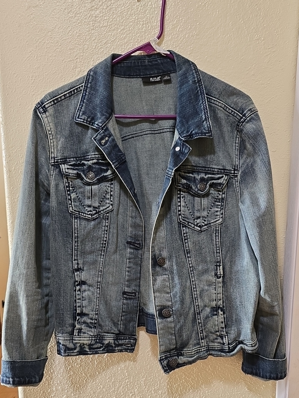 a.n.a Women's Washed Denim Jacket in Light Blue